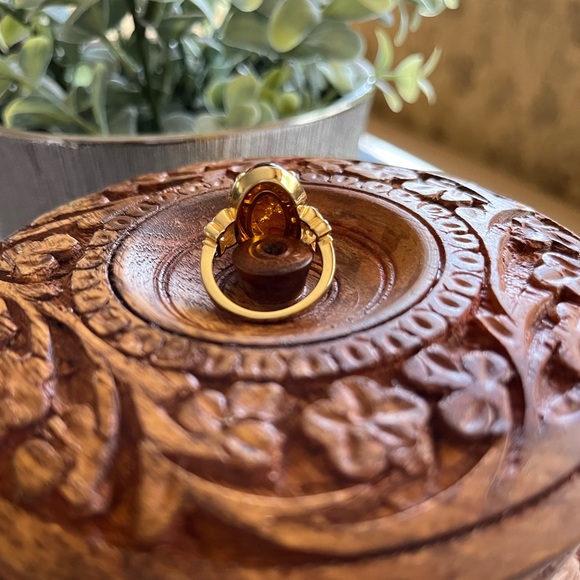 19X11MM OVAL AMBER 18K YELLOW GOLD OVER STERLING SILVER RING - Picture 5 of 12